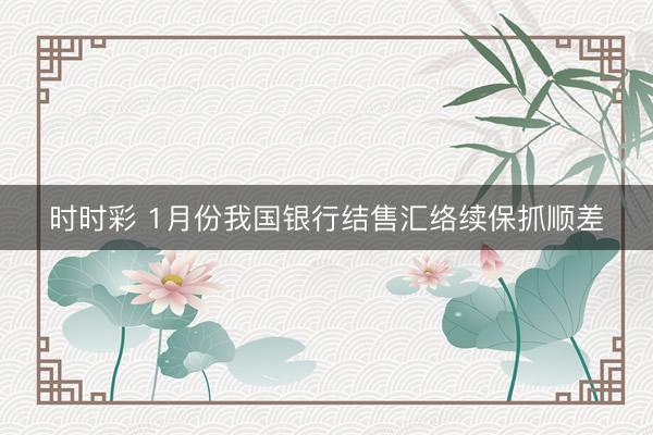 時時彩 1月份我國銀行結售匯絡續保抓順差