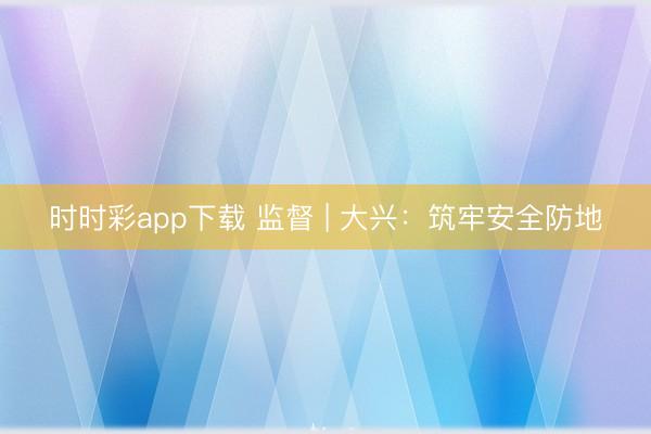時時彩app下載 監督 | 大興:筑牢安全防地