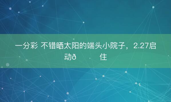 一分彩 不錯曬太陽的端頭小院子，2.27啟動??住